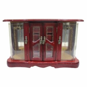 صندوق موسيقي عتيق بأدراج وابواب زجاجية