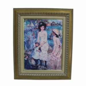 لوحة فنية مرسومة يدويا لثلاث امرأت ببرواز خشبي قديم