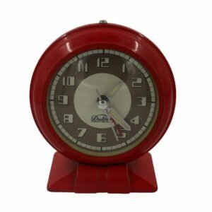 ساعة طاولة ومنبه قديمة من دلتون لون احمر