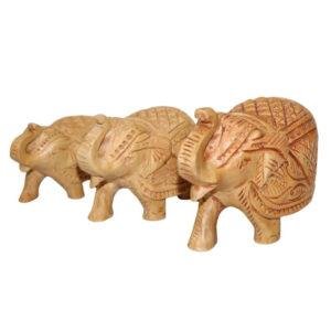 Antique Decorative Wooden Elephant 3pc Set