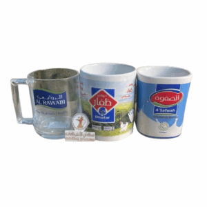 اكواب من دعايات الصفوة,دواجن ظفار والروابي مخزنة بحالة ممتازة بارتفاع 9 سم