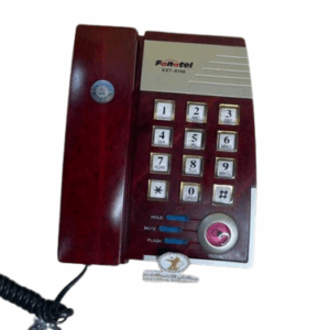 تلفون مكتبي مخزن غير مستخدم على المنظور باللون الاحمر